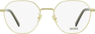Ermenegildo Zegna EZ5270-H Geometric Round Metal-Acetate Eyeglasses - Gold