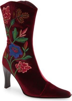 Jeffrey Campbell Be-Bold-Em Boot in Wine Velvet Floral Multi at Nordstrom Rack, Size 7.5
