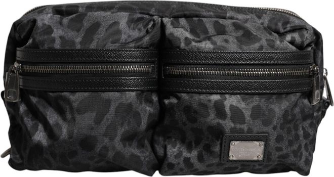 Black Gray Leopard DG Logo Belt Waist Fanny Pack Mens Bag