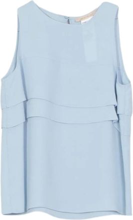 Pennyblack Sleeveless Tops, female, Blue, 3XS, Blue Crêpe de Chine Silk Top