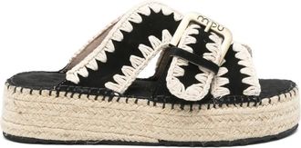 Mou 40 mm Jute muiltjes - Zwart