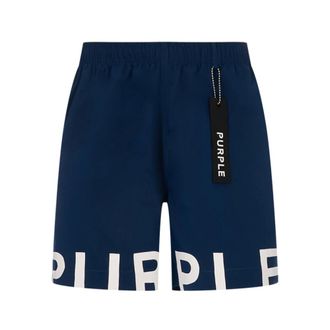 Purple Casual Shorts, male, Blue, Size: S Wordmark Cut All Around Short