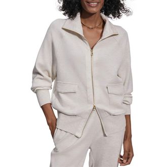 Varley Roxbury Zip-Up Sweatshirt in Ivory Marl at Nordstrom, Size X-Small