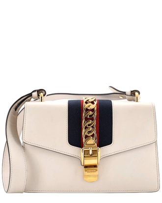Gucci Beige Leather Sylvie Shoulder Bag Small (Authentic Pre-Loved)