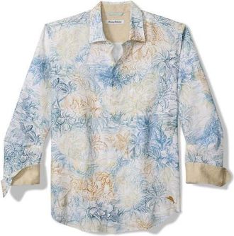 Tommy Bahama La Blanca Isles Silk Button-Up Shirt in Bora Bora Blue at Nordstrom, Size 2Xlt