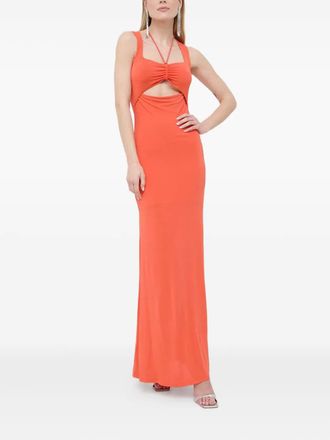 Patrizia Pepe cutout tie maxi dress - women - Acetate/Polyamide/Elastane - 42 - Orange