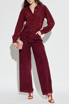 Frame Denim Silk Top, Womens, Burgundy