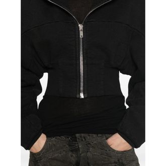 Rick Owens Cotton Stretch Jersey Cropped Hooded Jacket - Brown