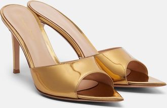 Gianvito Rossi Elle metallic leather mules