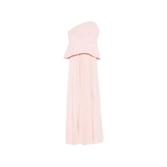 Solace London Gowns, female, Pink, Size: M Pleated Strapless Peplum Gown