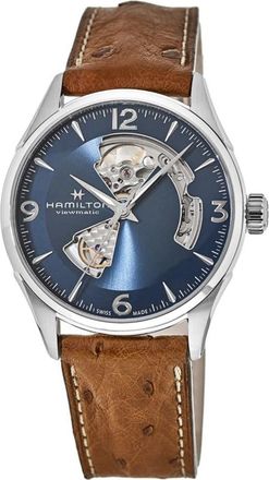 Hamilton Jazzmaster Open Heart Blue Dial Leather Strap Mens Watch H32705041