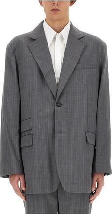 Helmut Lang Oversized Blazer - Heren - Blazers - Grijs - 3XS - Jassen