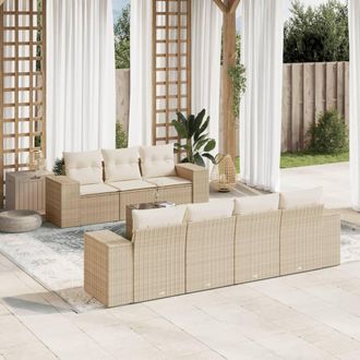 vidaXL Vidaxl - Juego De Sof&aacute;s De Jard&iacute;n Con Cojines Beige 8 Pzas Rat&aacute;n Pe