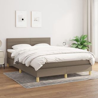 vidaXL Cama Box Spring Con Colch&oacute;n Tela Gris Taupe 140x200 Cm Vidaxl