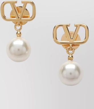 Valentino Garavani pearl embellished hoop earrings gold tone