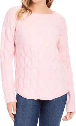 Karen Kane Poet Cable Shirt Tail Sweater In Pink