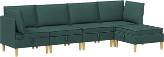 vidaXL Juego De Sof&aacute; Modular Con Almacenamiento 5 Uds. Verde Oscuro Vidaxl