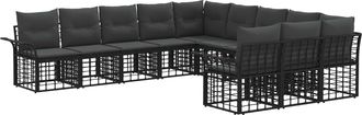 vidaXL Conjunto De Sof&aacute;s De Exterior 11 Uds. Negro Y Gris Oscuro Vidaxl