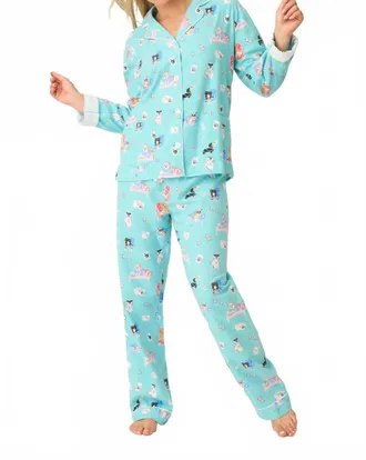 PJ Salvage This Is How I Roll 3-Piece Flannel Pj Set In Turquoise