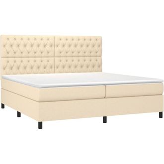 vidaXL Vidaxl - Cama Box Spring Con Colch&oacute;n Tela Color Crema 200x200 Cm