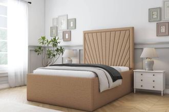 Comfort Beds Kensington Dumfries Bed Frame - 50 Upholstered Headboard in Light Brown | Size: Single