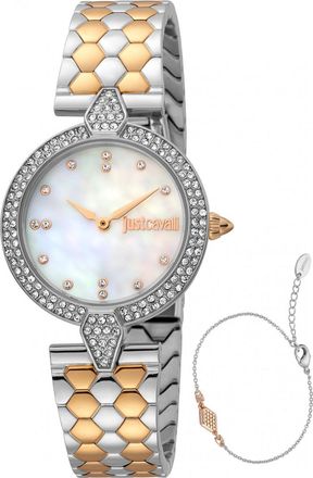 Just Cavalli Womens JC1L159M0105 Ladies Nobile Glam Watch and Bracelet Gift Set - Silver - One Size
