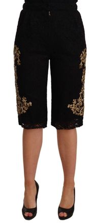 Dolce & Gabbana Dames Zwarte Kant Gouden Barok SPECIAL PIECE Shorts