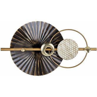 Beliani Decorazione da parete in metallo nero oro bianco 103 x 59 cm motivo geometrico Ruthenium