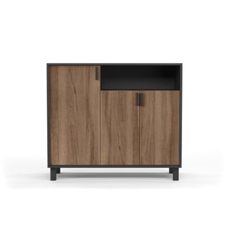 HERDASA Zapatero melamina grafito puertas nogal 88x100x37 cm