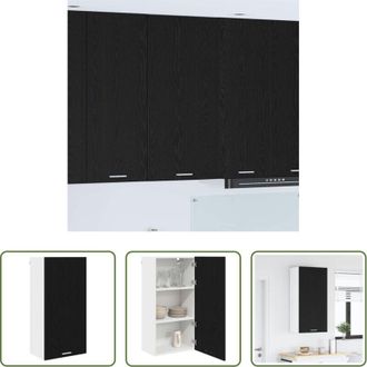 vidaXL Armadio appeso - Armadio pensile con porta Rovere Nero e Bianco 50 x 31 x 100 cm
