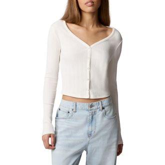 Florence By Mills Ribbed Henley Cardigan in Jet Stream at Nordstrom, Size Xx-Small