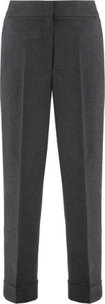 PESERICO Donkergrijze Wollen Cropped Broek - Dames - Slim Fit Broeken - Grijs - 2XL - Wol - Broeken