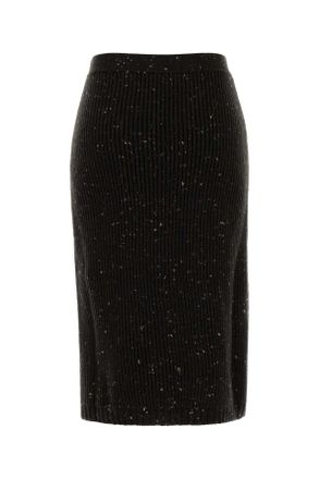 Bottega Veneta Womens Melange Dark Brown Wool Blend Skirt Fondant Exterior: Viscose Gonne