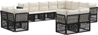 vidaXL Conjunto De Sof&aacute;s De Jard&iacute;n 12 Uds. Negro Rat&aacute;n Sint&eacute;tico Vidaxl