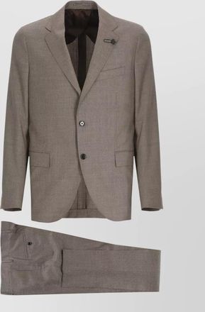 Lardini wool suit tailored chest pocket single breasted