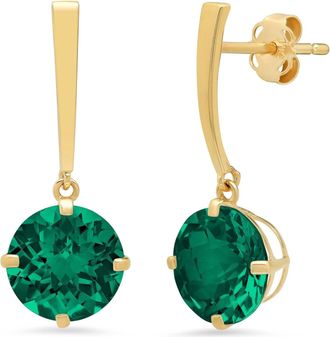 MAX + STONE 14k Yellow Gold Solitaire Round-Cut Gemstone Drop Earrings (8mm)