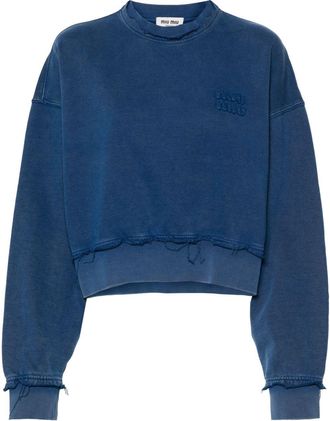 Miu Miu Logo-Appliqué Cotton Sweatshirt - Womens - Cotton