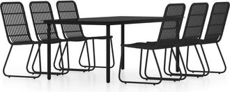 vidaXL 7 Piece Garden Dining Set Black vidaXL