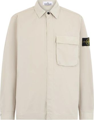 Stone Island Casual Shirts, male, Beige, Size: XL Cotton shirt with long sleeves