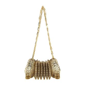 Paco Rabanne Metal Mesh Accordion Shoulder Bag - Dames - Tassen - Geel - Maat: ONE Size