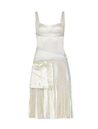 Victoria Beckham Ivory Silk Pleated Detail Dress Size S