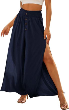 Generic Womens Leisure Trousers, Summer Trousers, Long Side Open, Yoga Trousers, High Waist, Casual Trousers, Open Personality Side Buckle, Split Beach Trouse