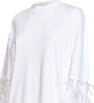 Darkpark Ostrich Feather-Embellished Cotton Sweater - White