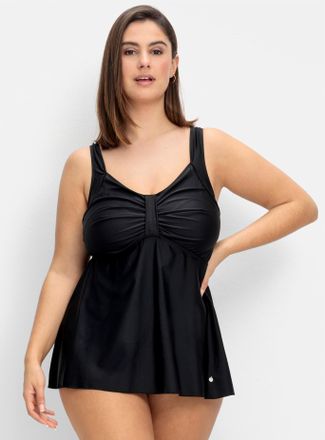 Sheego Tankini-Top SHEEGO, Damen, Gr. 40, Cup B, schwarz, Elasthan, Polyamid, Bikini-Oberteile Tankini-Top