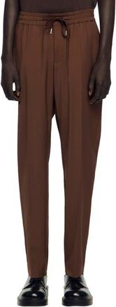 Sandro Elasticated straight-leg trousers in Chocolate at Nordstrom, Size 44 X 31 Eu