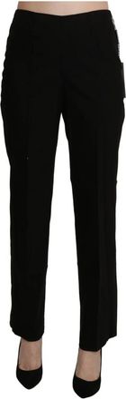 Bencivenga High Waist Rechte Broek - Dames - Wijde Broeken - Zwart - L - Katoen - Broeken