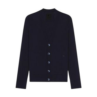 Givenchy Cardigans, male, Blue, Size: S Merino Wool VNeck Cardigan