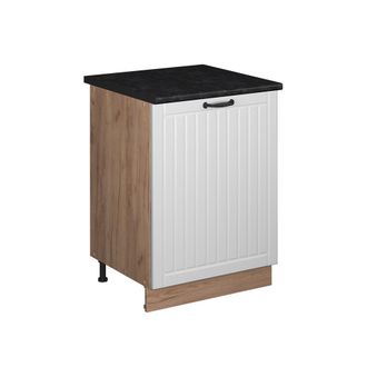 Vicco Mueble Bajo De Cocina Fame-line, Blanco Casa De Campo/roble Dorado, 60 Cm 1 Puerta Con Encimera, Vicco