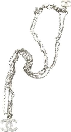 Chanel Collana a catena lunga CC placcata argento 2009