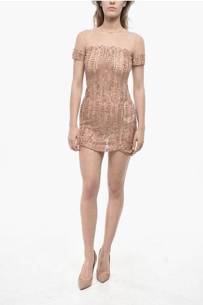 Elisabetta Franchi Mesh Dress with Sequins size 40